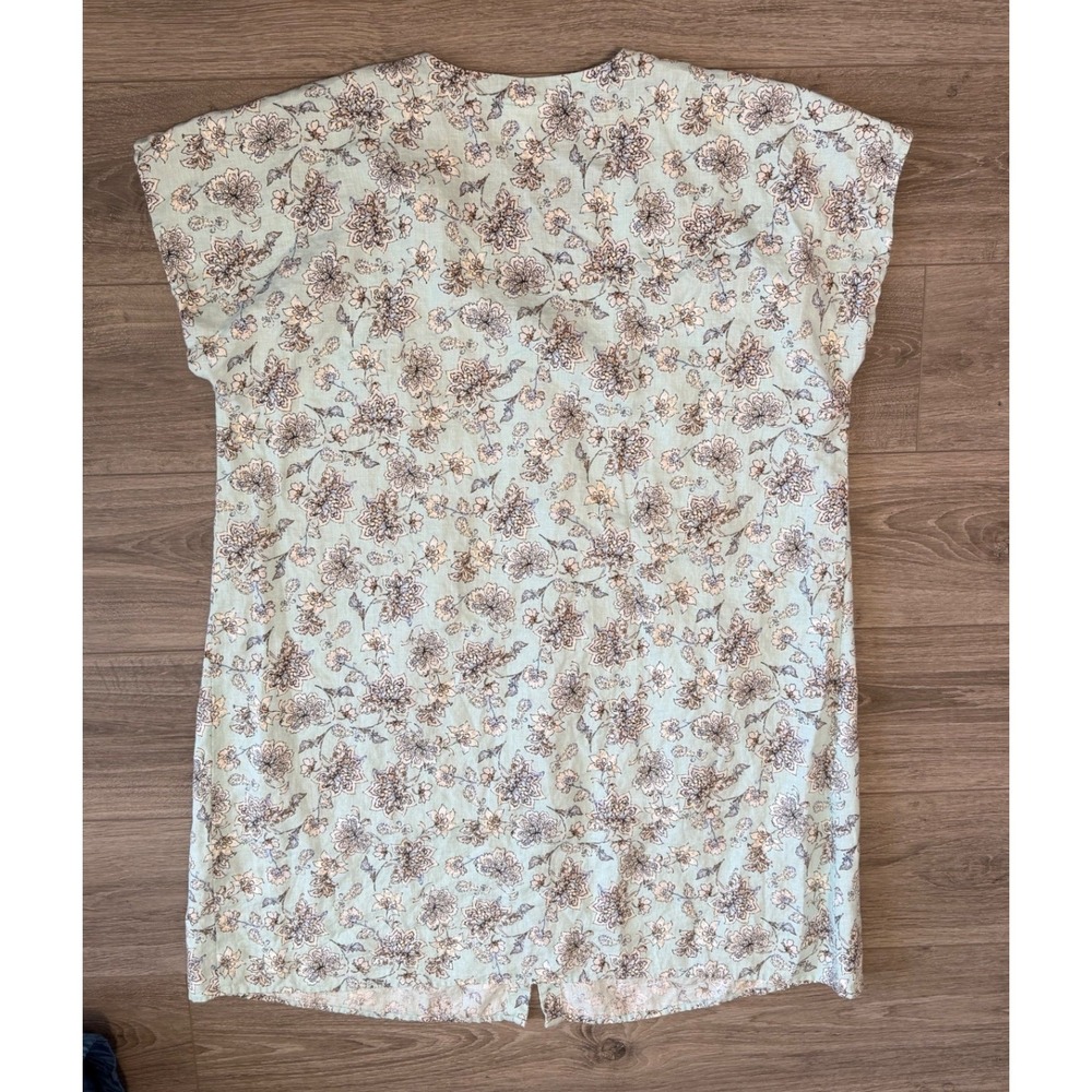J Jill Love Linen Floral Print Button Front V Neck Midi Dress‎ Women 3X - Picture 3 of 7